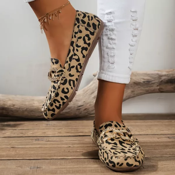 Mocassin femme léopard détail strass – Image 4