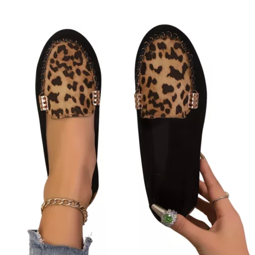 Mocassin femme motif léopard chic