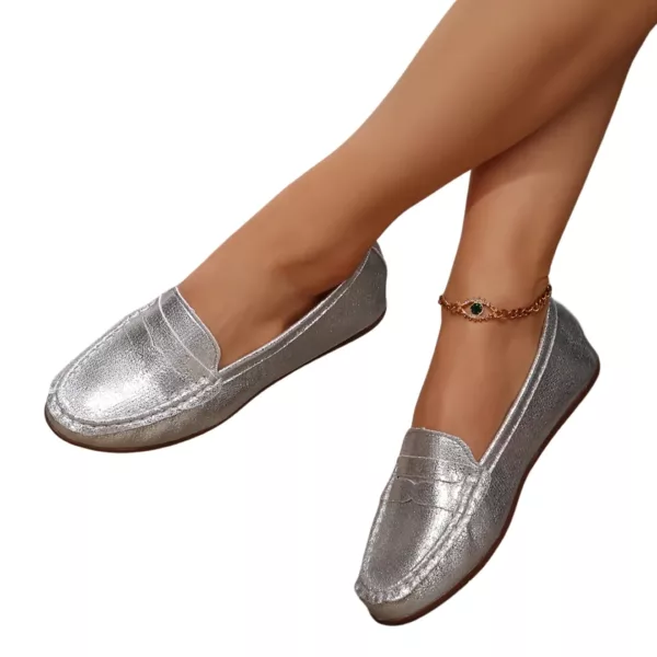 Mocassin femme souple effet métallisé – Image 8