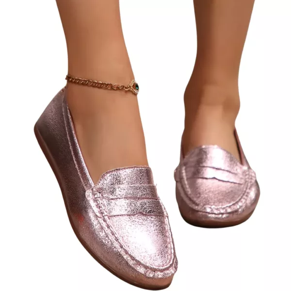 Mocassin femme souple effet métallisé – Image 7