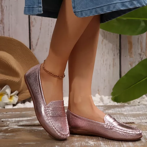 Mocassin femme souple effet métallisé – Image 4