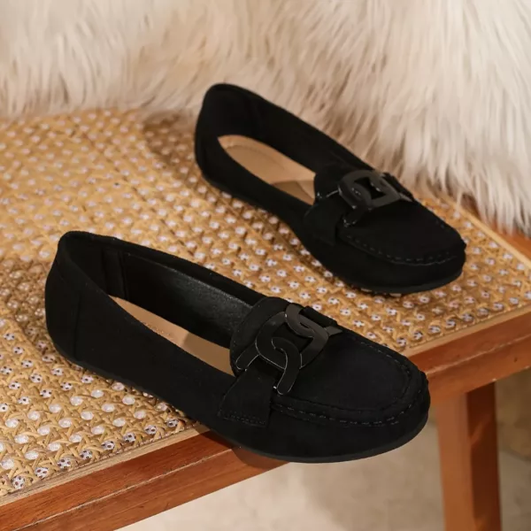 Mocassin femme suédine boucle ton sur ton – Image 2