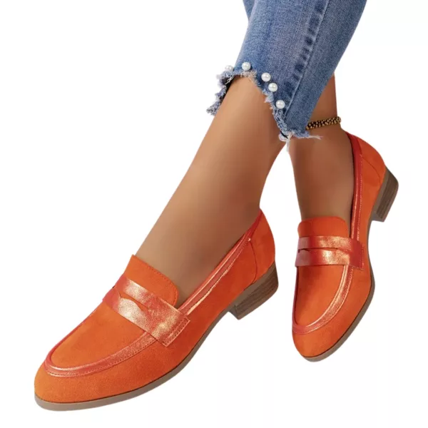Mocassin femme talon plat effet brillant – Image 9