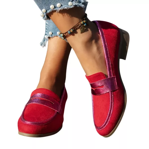 Mocassin femme talon plat effet brillant – Image 7