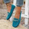 Mocassin femme texture croco détail doré