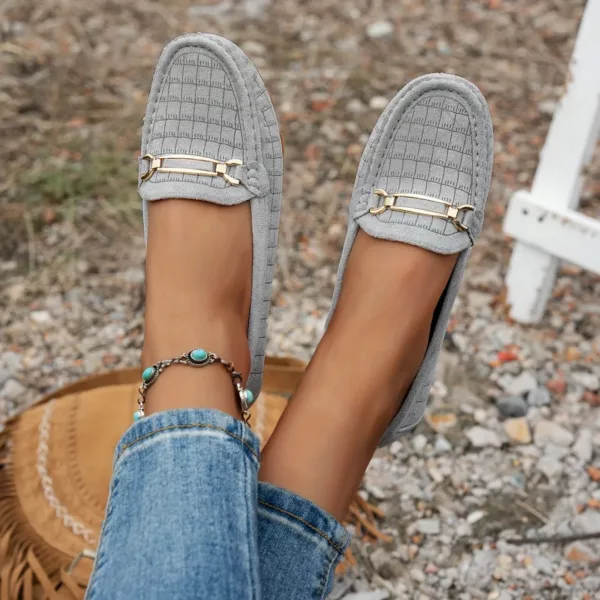 Mocassin femme texture croco détail doré – Image 2