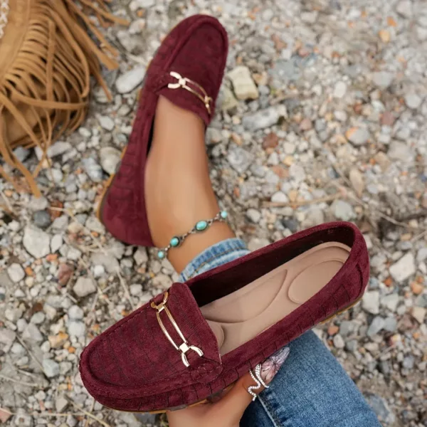 Mocassin femme texture croco détail doré – Image 3