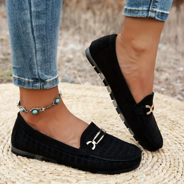 Mocassin femme texture croco détail doré – Image 11