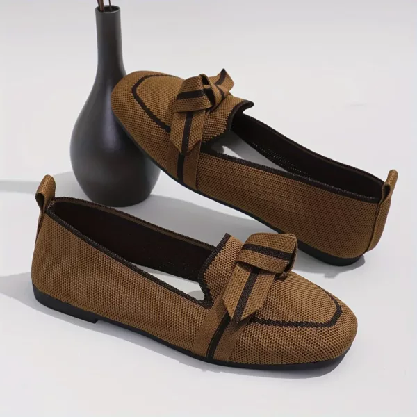 Mocassin femme tissé nœud décoratif – Image 2