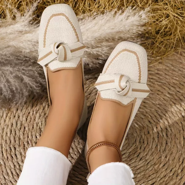 Mocassin femme tissé nœud décoratif – Image 11