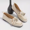 Mocassin femme tissé nœud décoratif