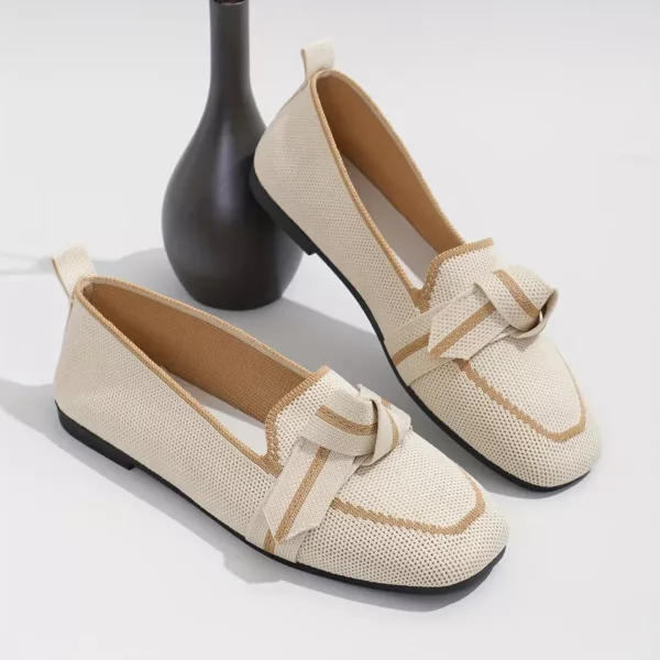 Mocassin femme tissé nœud décoratif