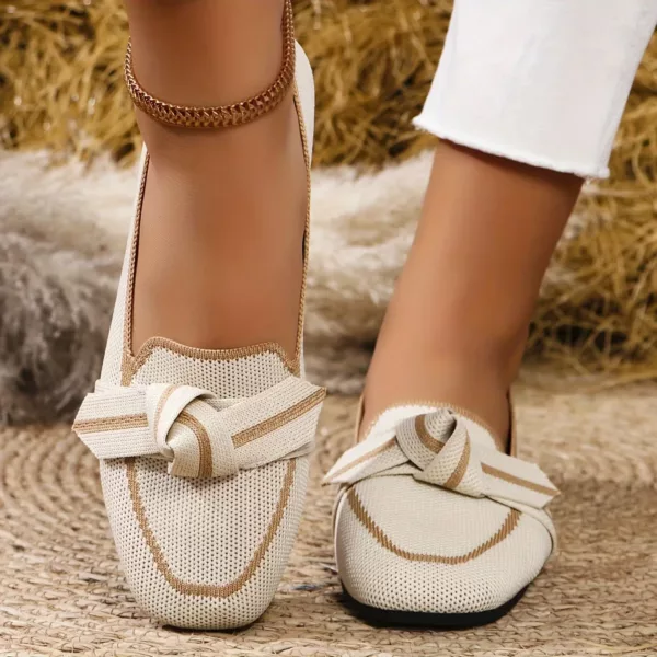 Mocassin femme tissé nœud décoratif – Image 9
