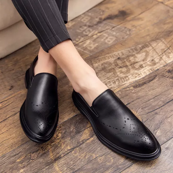 Mocassin homme cuir lisse perforé chic – Image 7