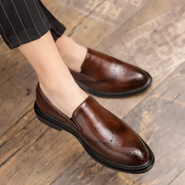 Mocassin homme cuir lisse perforé chic – Image 6