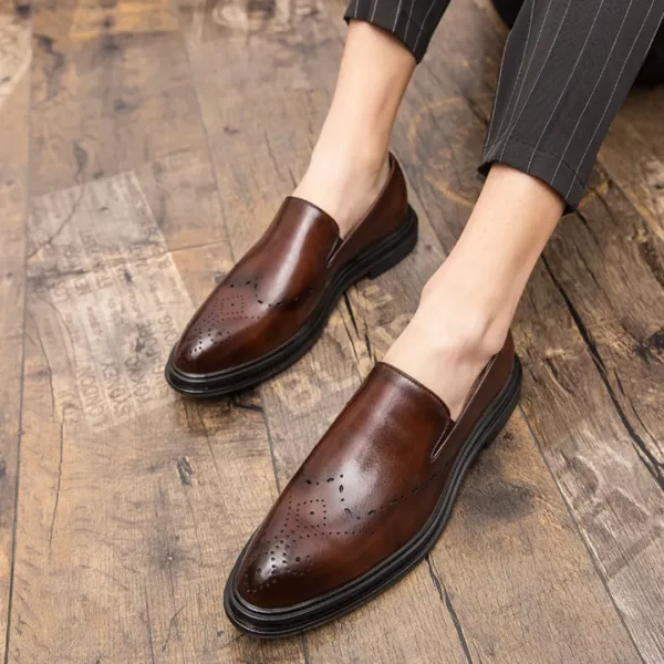 Mocassin homme cuir lisse perforé chic – Image 3