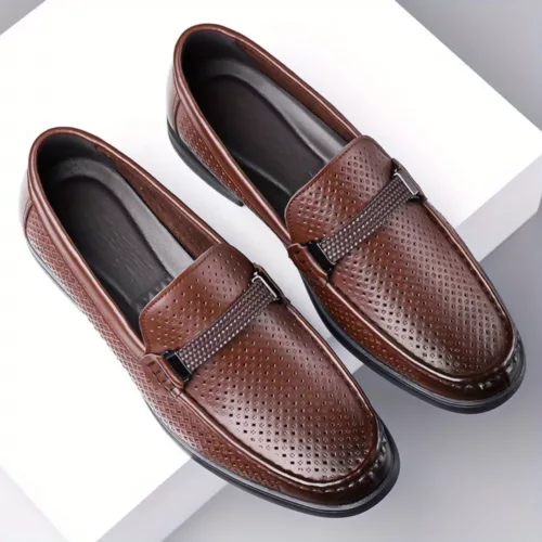 Mocassin homme cuir perforé chic