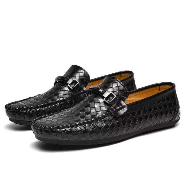 Mocassin homme cuir tressé brillant – Image 6