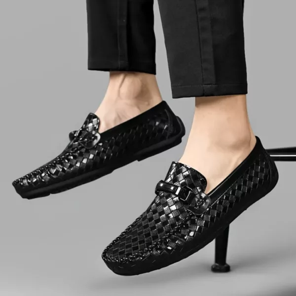 Mocassin homme cuir tressé brillant – Image 3