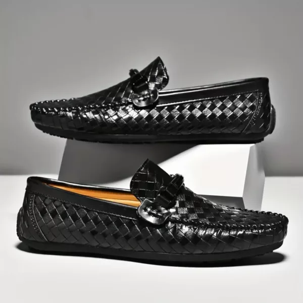 Mocassin homme cuir tressé brillant – Image 4