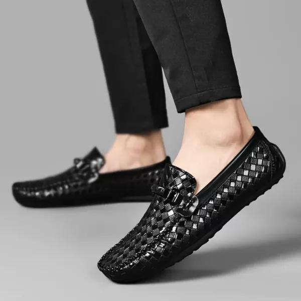 Mocassin homme cuir tressé brillant – Image 5