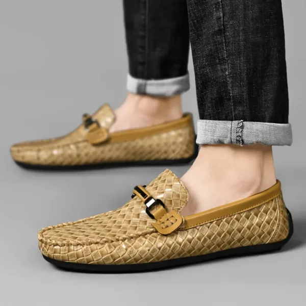 Mocassin homme cuir tressé brillant – Image 2