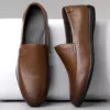 Mocassin homme lisse logo brodé