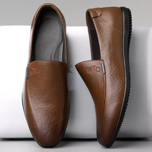 Mocassin homme lisse logo brodé