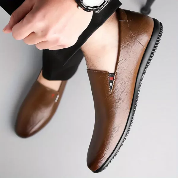 Mocassin homme lisse logo brodé – Image 2