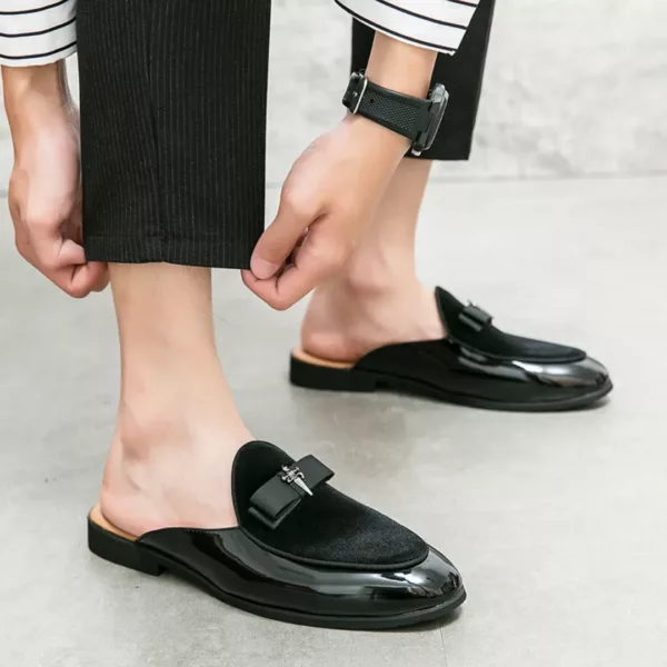 Mocassin homme ouvert verni ruban chic – Image 2