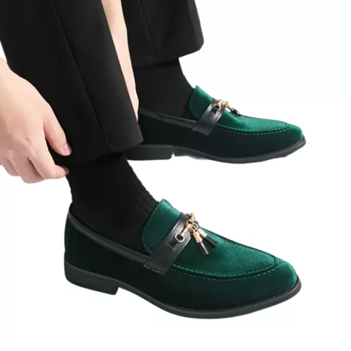 Mocassin homme velours bijou doré