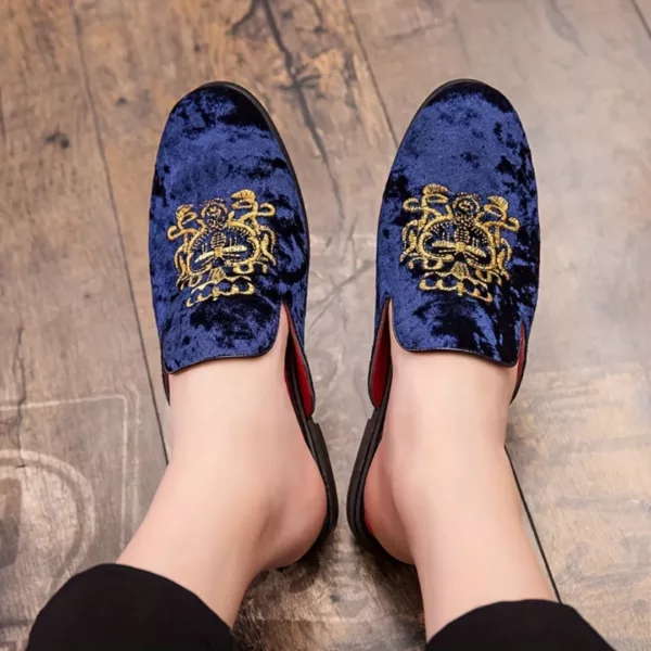 Mocassin homme velours blason royal – Image 2