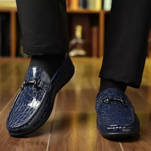 Mocassin homme verni croco brillant