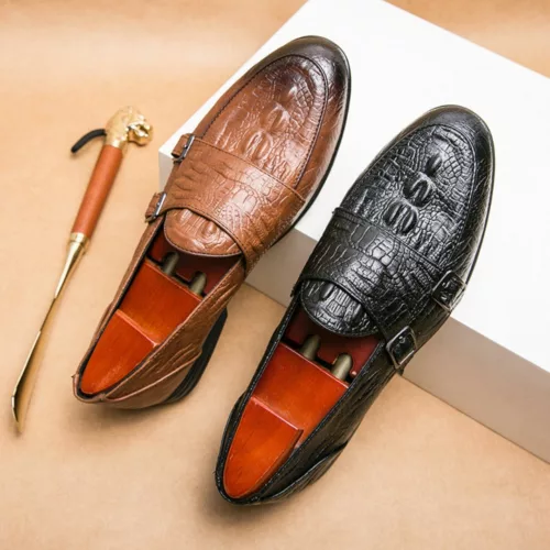 Mocassins croco à double boucle