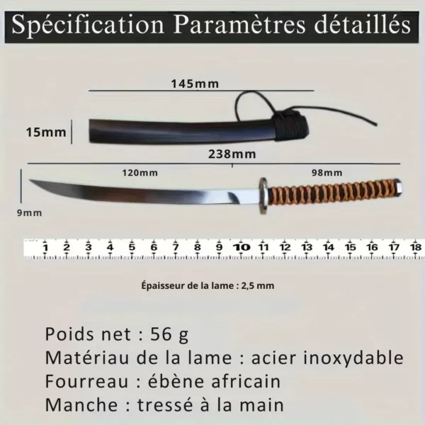 Sabre japonais katana court décoratif – Image 3