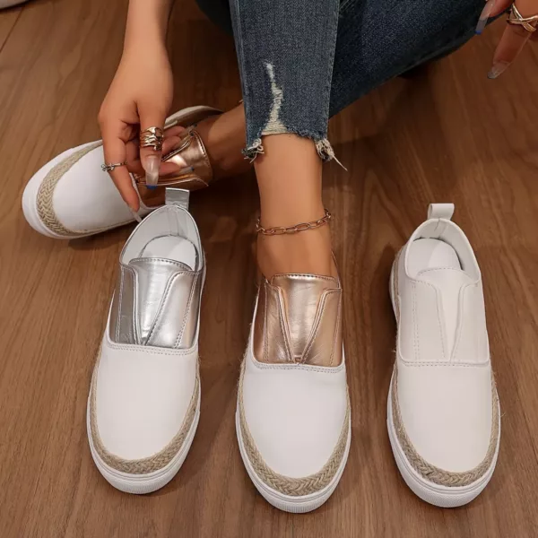Slip-on femme effet métallisé espadrille – Image 2