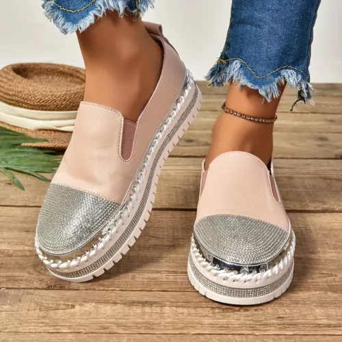 Slip-on femme plateforme détail brillant