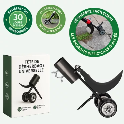 Tête de désherbage universelle en acier trempé + lame incurvée pour joints, pavés, fissures sans se blesser