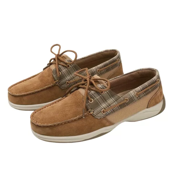Chaussure bateau homme tissu écossais vintage – Image 9