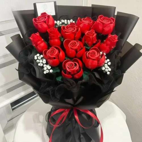 Lego rose rouges en tiges réalistes