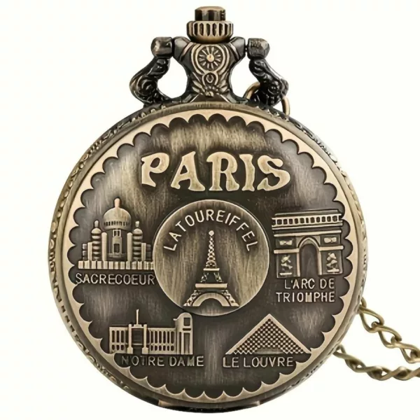 Montre à gousset Tour Eiffel Paris – Élégance vintage et charme français pour un style raffiné et intemporel