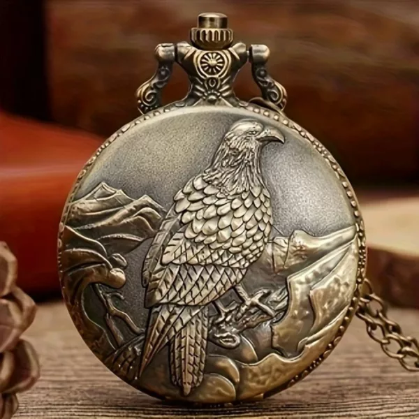 Montre à gousset aigle montagne vintage – Élégance rétro pour homme charismatique – Cadeau unique et intemporel – Image 2