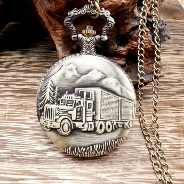 Montre à gousset camion rétro vintage – Cadeau original pour routiers passionnés – Style authentique et intemporel – Image 2
