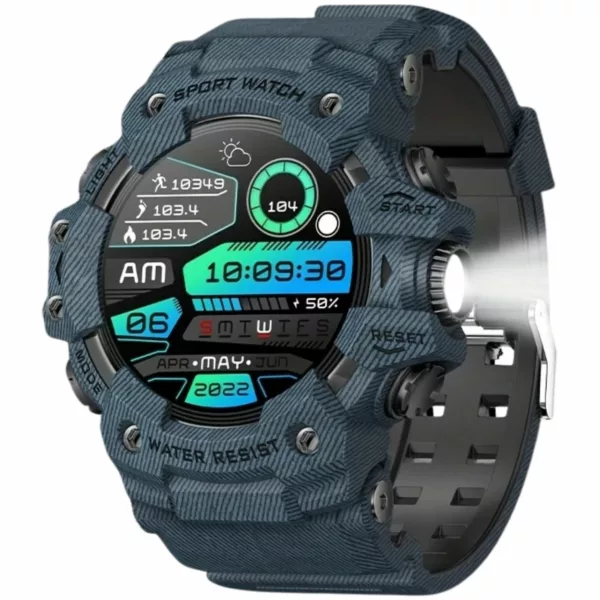Montre militaire connectée camouflage LED – Résistante, multifonction et étanche pour aventures extrêmes