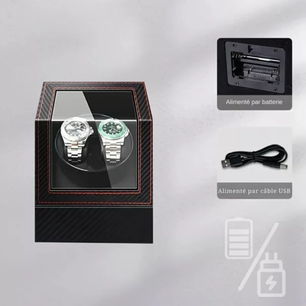 Remontoir montre double USB silencieux – Préserve vos montres automatiques sans bruit – Design élégant et compact – Image 2