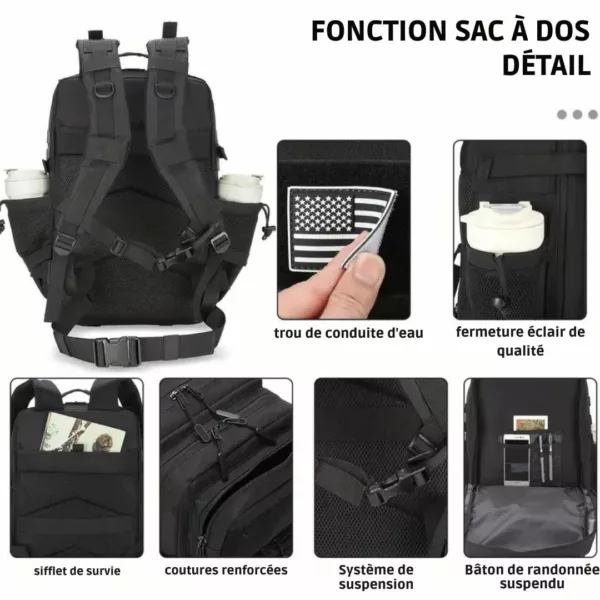 Sac à dos randonnée homme poches multiples – Image 9