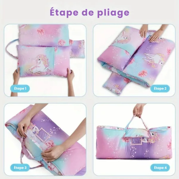 Sac de couchage enfant pliable crèche – Confort douillet, facile à transporter pour la sieste à l'école ou en voyage – Image 4