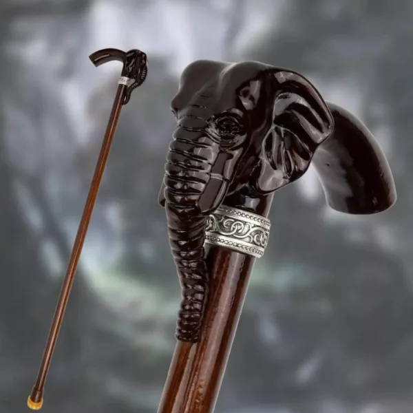 Canne éléphant sculpté style cosplay – Accessoire original et élégant pour costumes, déguisements ou collection artisanale – Image 7
