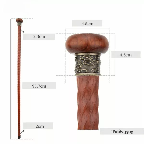 Canne traditionnelle bois frêne sculpté – Image 3