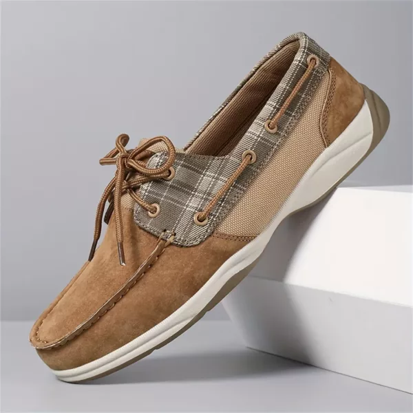 Chaussure bateau homme tissu écossais vintage – Image 5